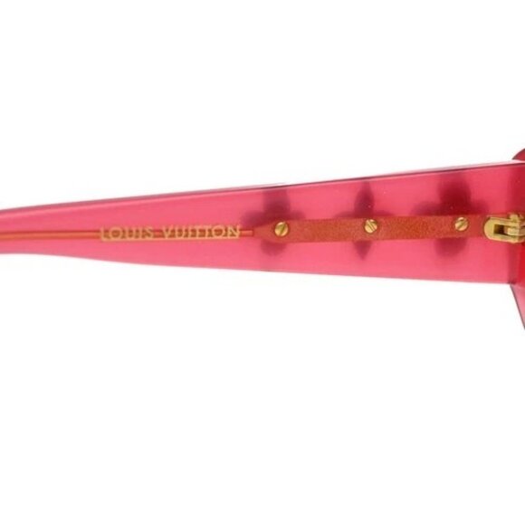LOUIS VUITTON Sunglasses Eye Wear Metal Plastic Gold RED Italy Z0219E 65TA239